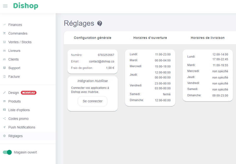 Connexion HubRise - Déconnecté