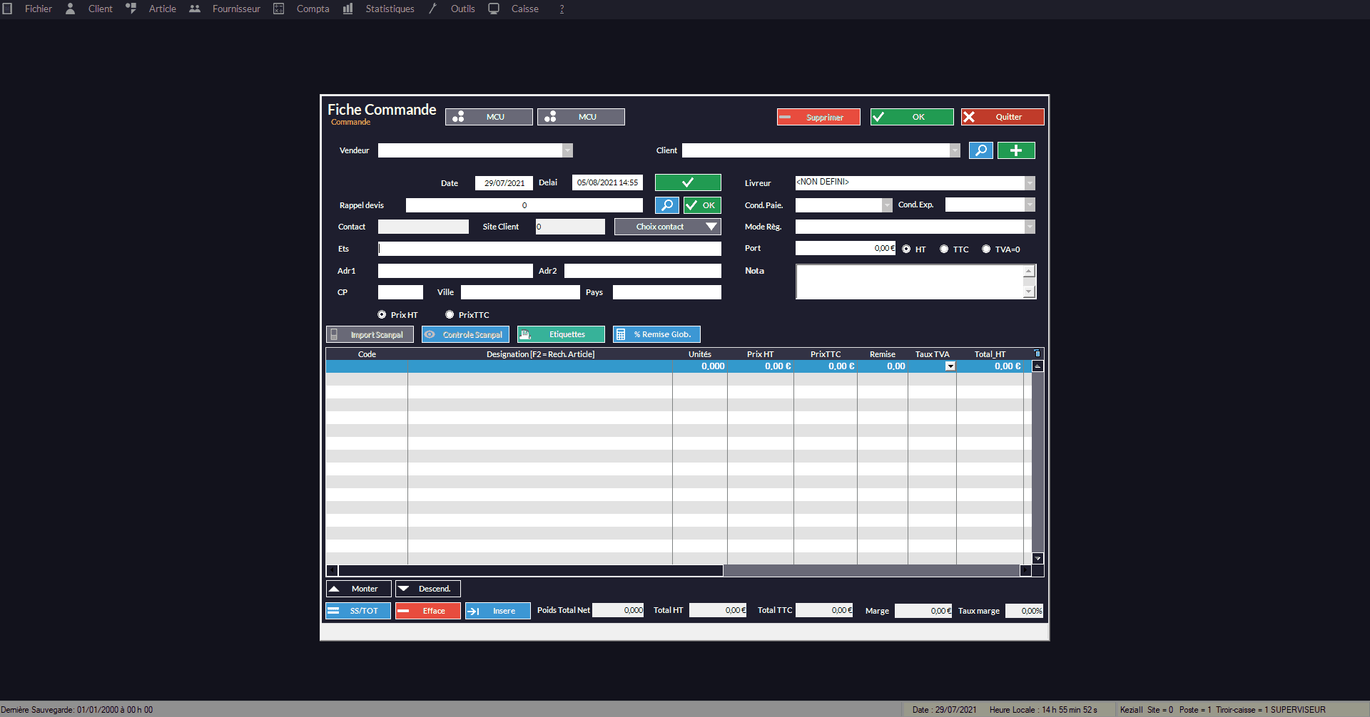 Commandes - Nouvelle commande