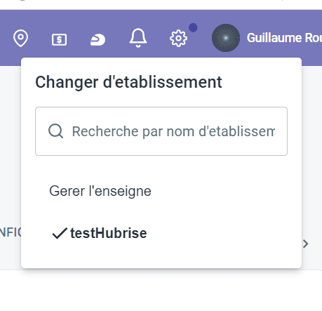 Connexion à HubRise - Passer en mode gestion d'établissement