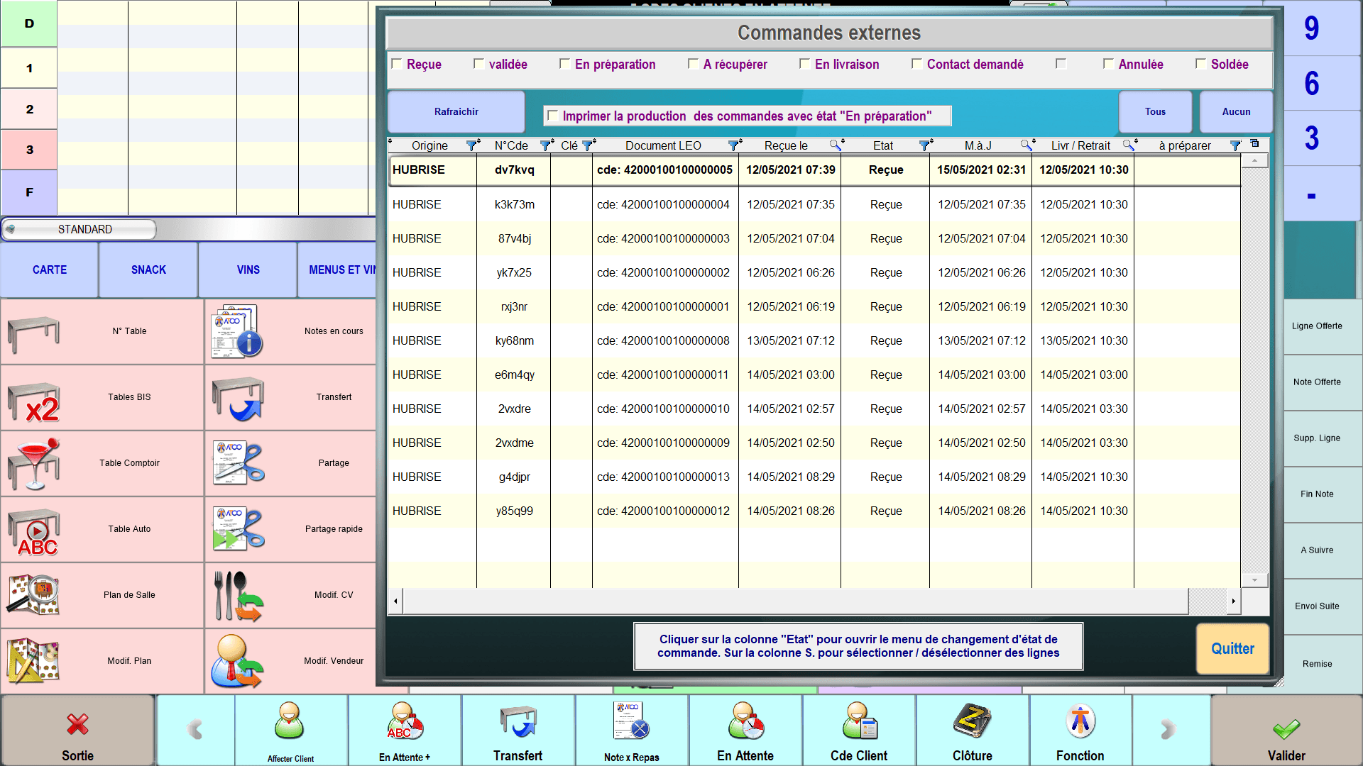 Commandes - Liste des commandes externes