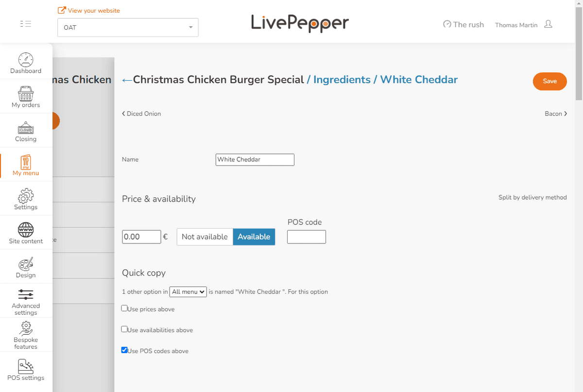 Mapping ref codes - Ingredient ref code