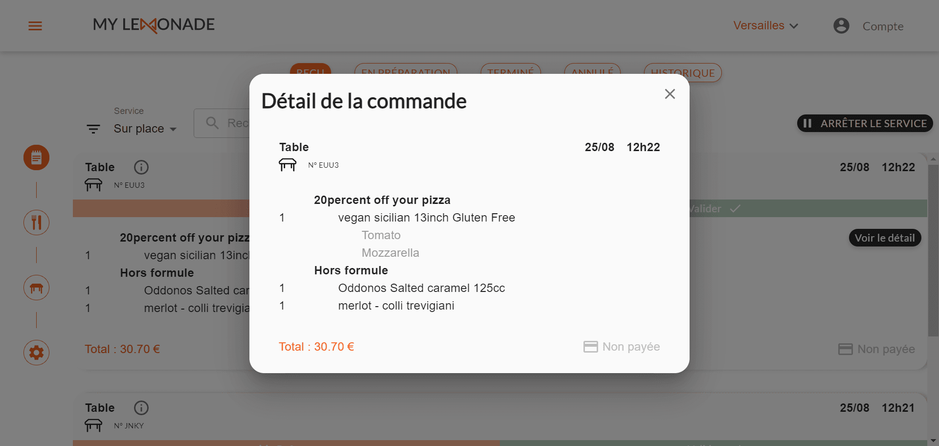 Commandes - Détails d'une commande