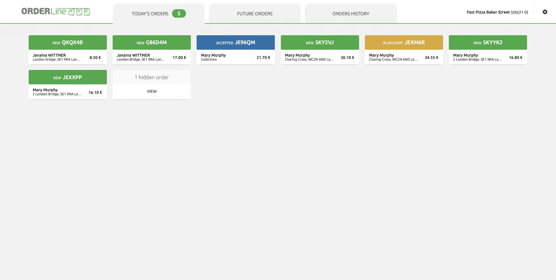 OrderLine Today's Order Tab