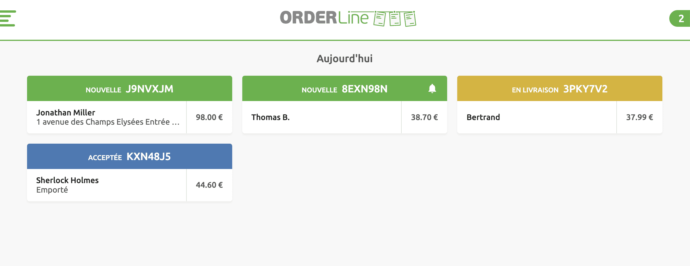 Affichage d'une commande dans OrderLine