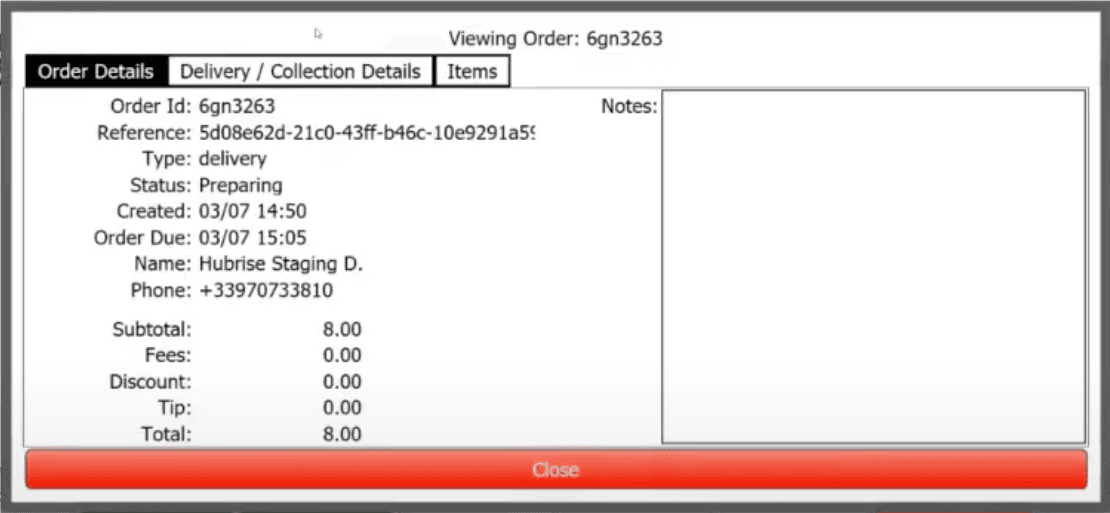 Order details - General information